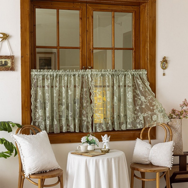 프랑스 자수 여름커튼 예쁜 다용도 속 반커튼