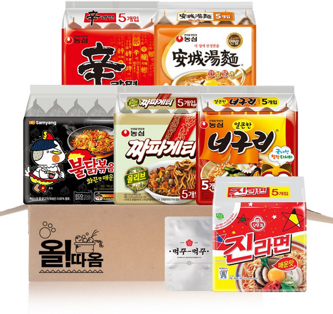 농심 삼양 오뚜기 멀티라면기획 (신라면5+안성5+너구리5+짜파5+진매5+불닭5)+라면사리1, 31개