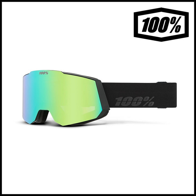 백퍼센트 100% 스노우 크래프트 블랙 / 그린 미러 렌즈 겨울 스노우 보드 스키 방풍 고글, 1개