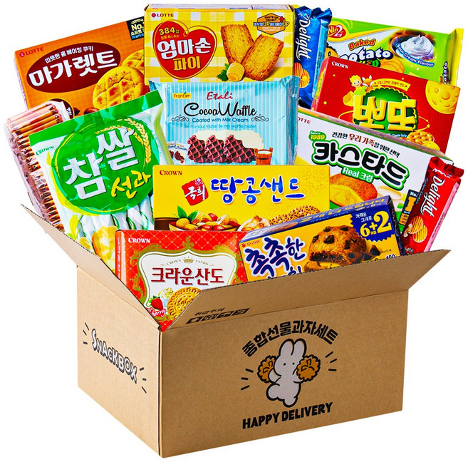 해피 종합과자 선물박스 사무실간식 어린이집 초중고등 학원 교회 기업 기관 조카선물박스, 28VU_해피 딜리버리 종합과자 선물박스 2호