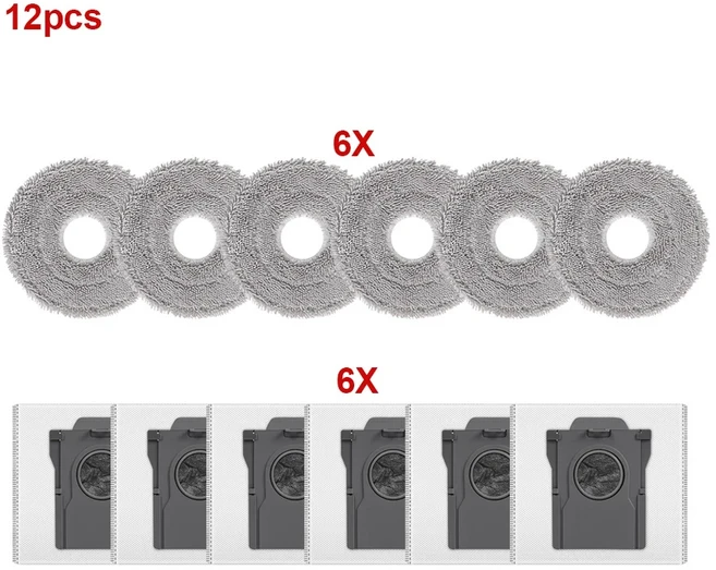 드리미 X30/X40/X50 울트라 L10s/L30s/L40/L50 울트라 S10/S30 프로 울트라 먼지봉투 로봇 청소기 부품, 03 12pcs set