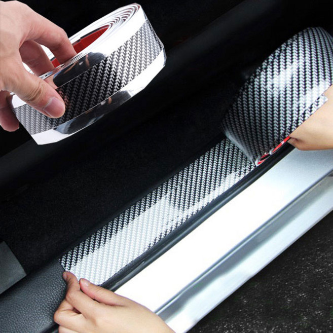 차량용 스커프 기스방지테이프 도어스텝 보호필름 1M, 선택2. 포인트 카본 스커프 7cm(실버), 1개