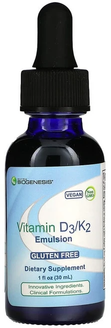 Nutra BioGenesis 비타민D3/K2 에멀전 30 ml(1 fl oz) BioGenesis (뉴트라 바이오제네시스), 30ml, 1개 - 쿠팡