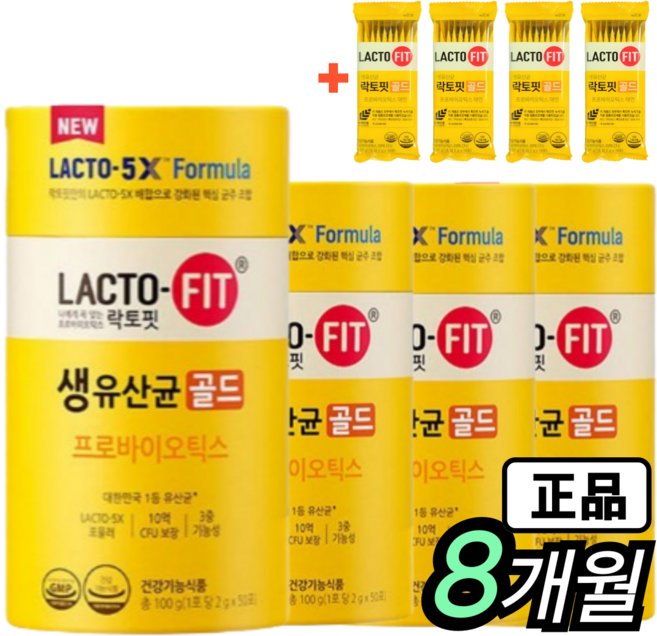 [최신제조] 락토핏 생 유산균 골드 HACCP 종근당건강 정품 6개월분, 4세트, 60회분