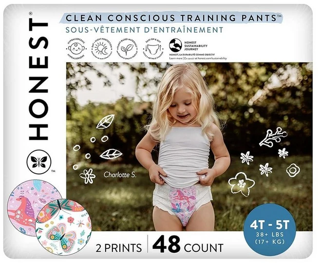 The Honest Company 민감한 피부를 위한 Clean Conscious 트레이닝 팬츠 저자극성 무향 마법의 순간 버터플라이 키스 사이즈 4T/5T (17.2k, 48, 마법의 순간 + 나비 키스 - 쿠팡
