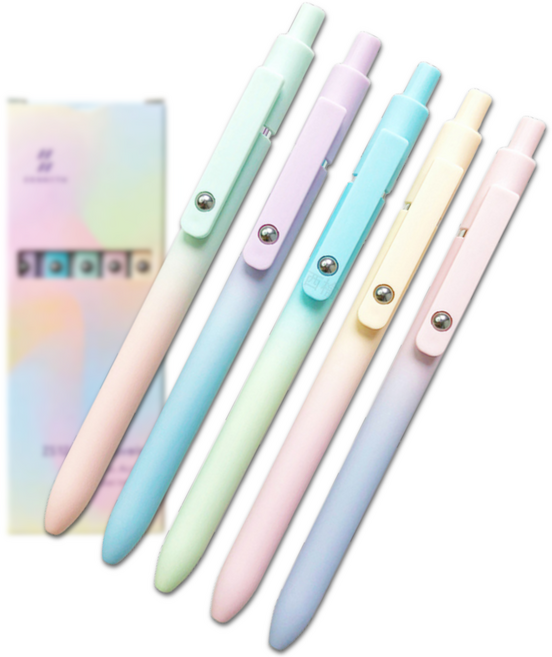 바이빈이 번짐 없는 퀵드라이 간호사 젤펜, 5개, 오로라 그래디언트