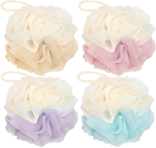 샤바스 매일쓰는 데일리 투톤 샤워볼 4종 x 45g 세트, 핑크 + 옐로우 + 블루 + 바이올렛, 1세트, 4개입