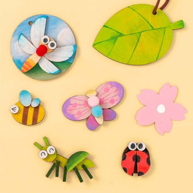 나무 곤충 목걸이 만들기 세트 팬시우드 미술 재료, 꽃