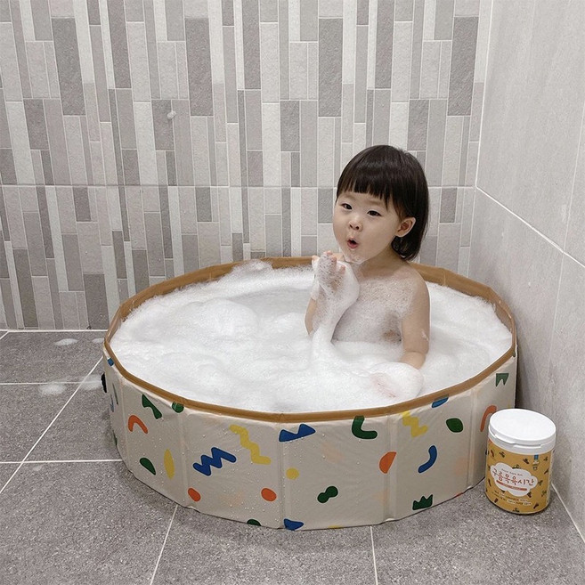 兒童折疊遊戲泳池 寶寶戲水池, 米彩帶-贈2禮, 1個