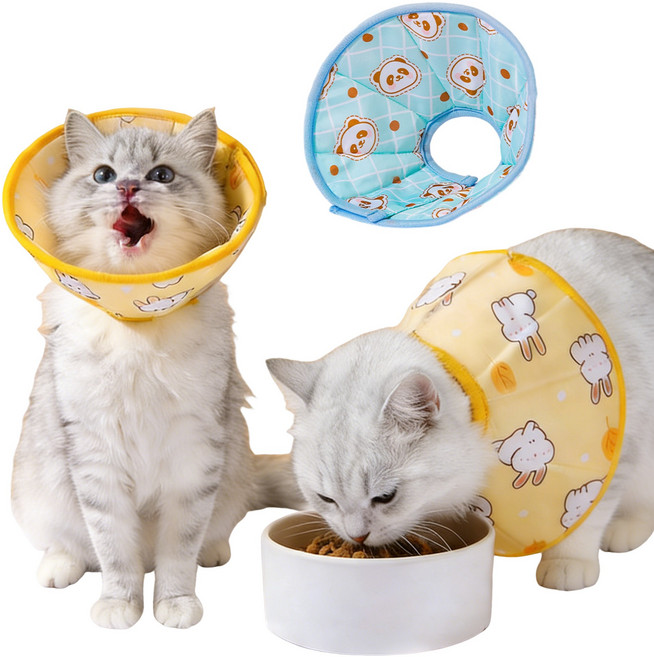 반려동물 중성화 넥카라 초경량 소프트 2way (상큼 레몬빛 토끼/포근 네이비 팬더), 파란 팬더 (B01), 1개