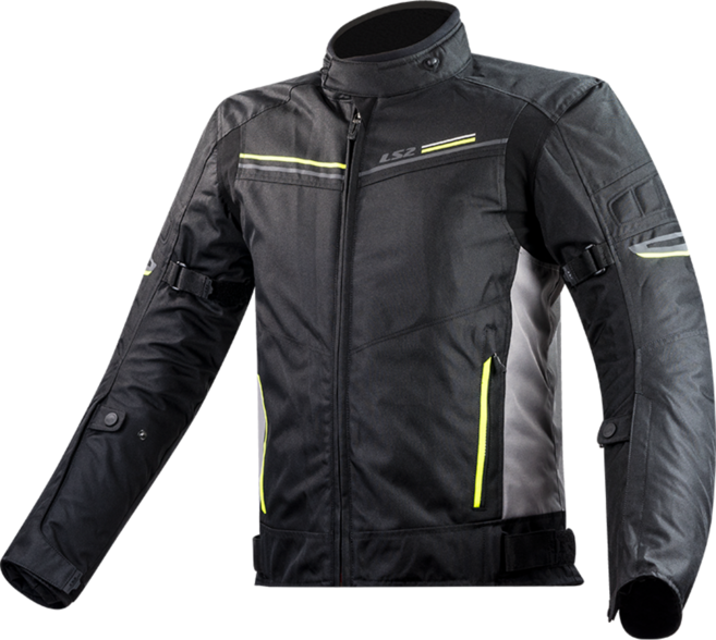 LS2 SHADOW MAN JACKET BLACK TITANIUM HI-VI YELLOW, M