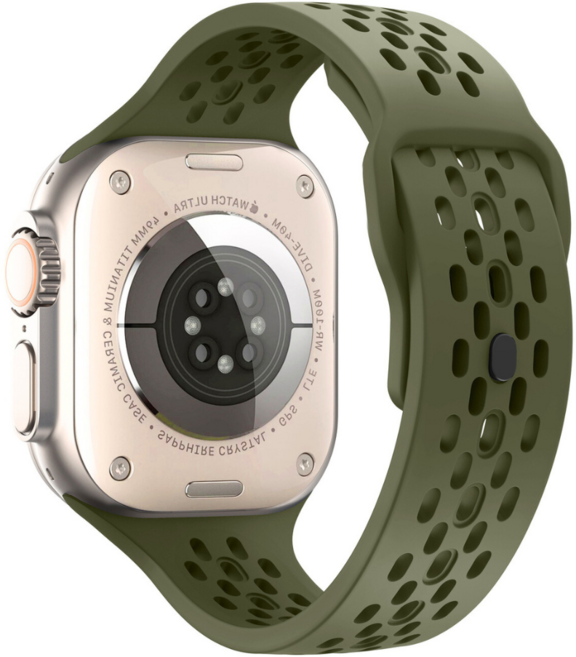 애플워치 호환 타공 통기 실리콘 스트랩 11 10 9 8 7 6 5 4 3 울트라2/3 se2/3, 군녹색