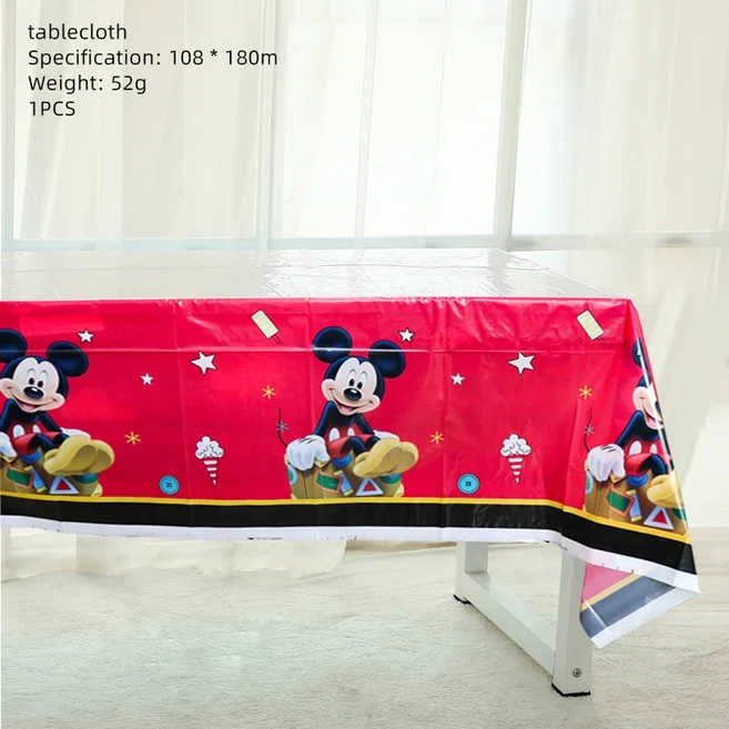 쿠쿠스토어 1개 만화 미키 마우스 테마 일회 테이블보 장식 어린이 남아 생일 파티 품, 08 As Picture