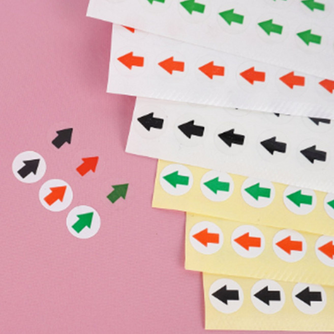 원형 미니 화살표 스티커 1장 불량표시스티커, 투명 - 녹색