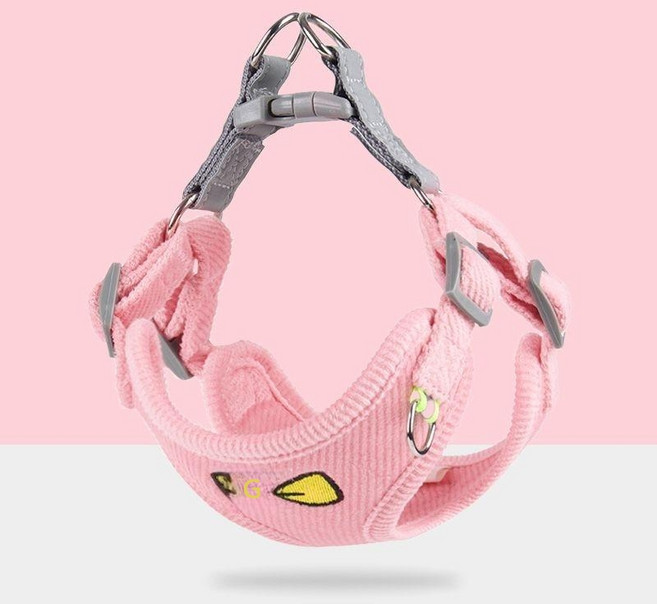 개 가죽 끈 조끼 스타일 작은 개 산책 가죽 끈 Bichon Teddy Shiba Inu 하네스 강아지 애완견 체인, 핑크 싱글 스트랩, 1개