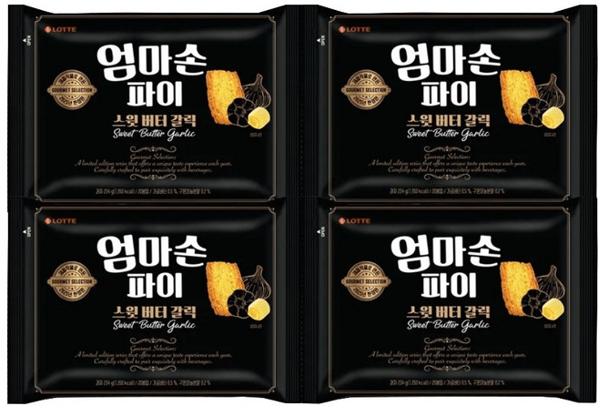 롯데웰푸드 엄마손파이 스윗 버터 갈릭 고메 셀렉션, 254g, 4개
