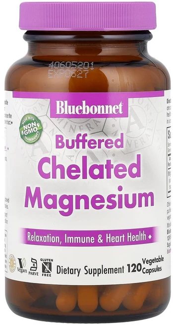 블루보넷 버퍼드 킬레이트 마그네슘 200mg 캡슐 Bluebonnet Buffered Chelated Magnesium, 120정, 1개 - 쿠팡