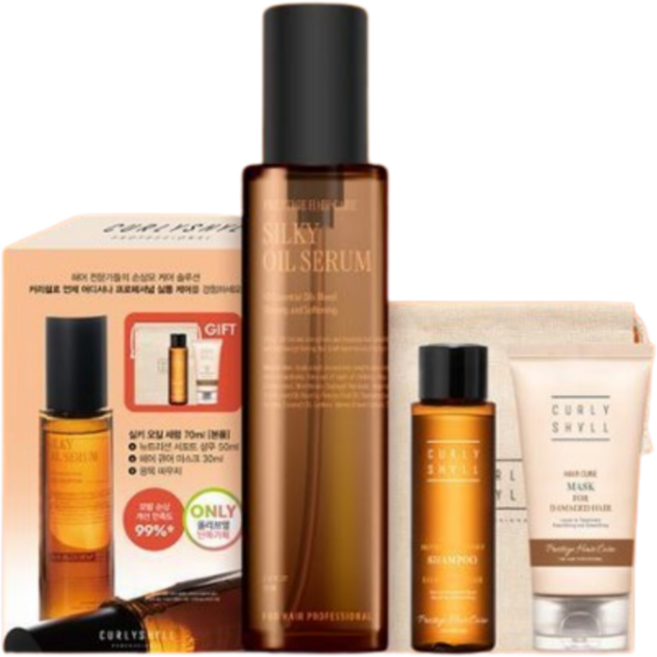 커리쉴 실키 오일 세럼 70ml +샴푸 50ml+마스크 30ml+파우치 기획, 1개, 1ml