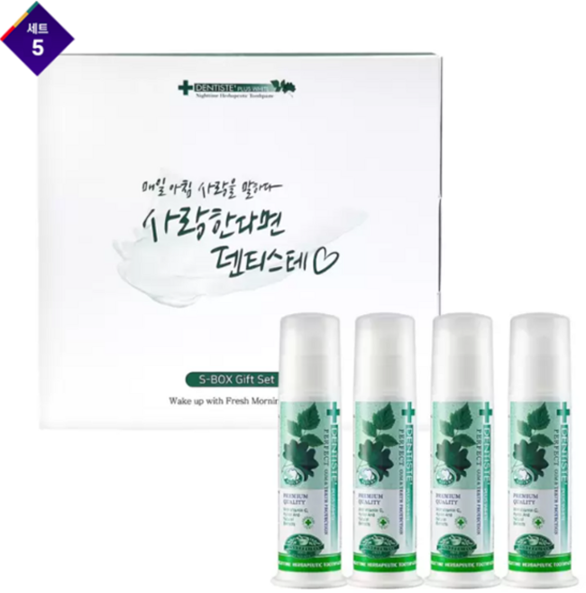덴티스테 플러스 화이트 펌프치약 4개 세트 x 5