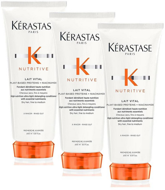 케라스타즈 뉴트리티브 바이탈 너리싱 헤어 컨디셔너 Kerastase Nutritive Lait Vital Nourishing & Detangling, 3개, 200ml