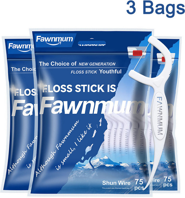 Fawnmum 75 개/가방 초극세 부드러운 치실 이쑤시개 청소 스틱 구강 위생, 02 225PCS