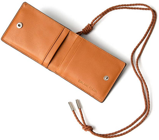 가띠 가죽 심플 배색 목걸이 카드지갑