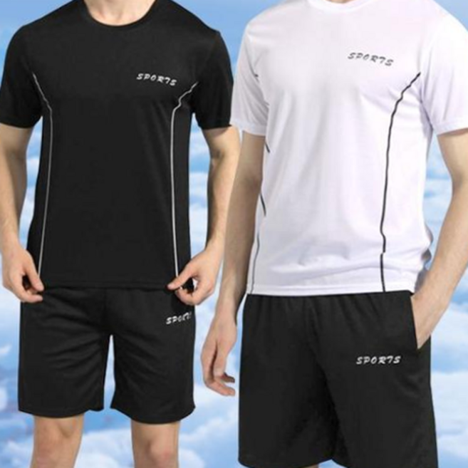 쿨링 운동복 세트 캐주얼 반팔 반바지_WEE8DD0