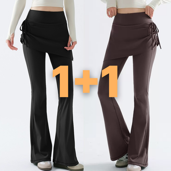 누베크 1+1 여자 필라테스 치마 부츠컷 레깅스 요가복 하의 운동복