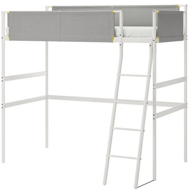 이케아 VITVAL 비트발 로프트침대프레임 화이트/라이트그레이 90x200cm 204.112.32