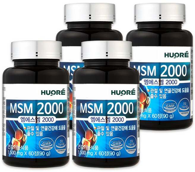 MSM 2000 엠에스엠 글루코사민 식이유황 관절건강에 도움, 4개, 60정