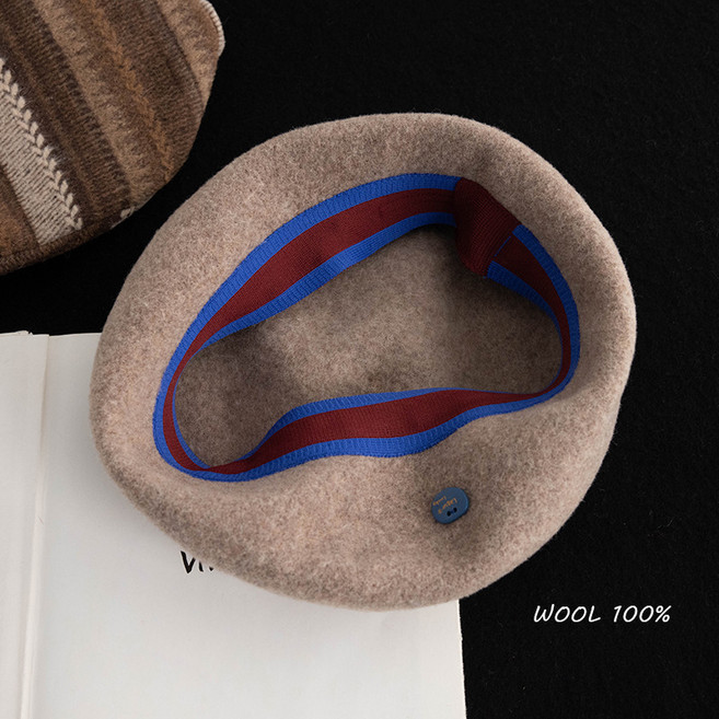 울 100% 오버핏 빅 베레모 여 가을 겨울 빅 머리 둘레 얼굴 작아 보이는 빈티지