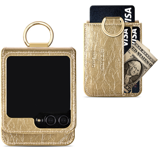 갤럭시 Z플립6 케이스 천연가죽 힌지보호 카드 수납 링 플립6 마스야드(3포켓) (1포켓)