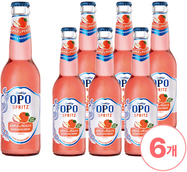 [유통기한 5/1까지] OPO 오피오스프리츠 애플앤피치 스파클링 탄산, 6개, 330ml