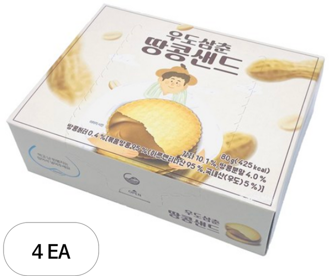 우도삼춘 땅콩샌드, 80g, 4개