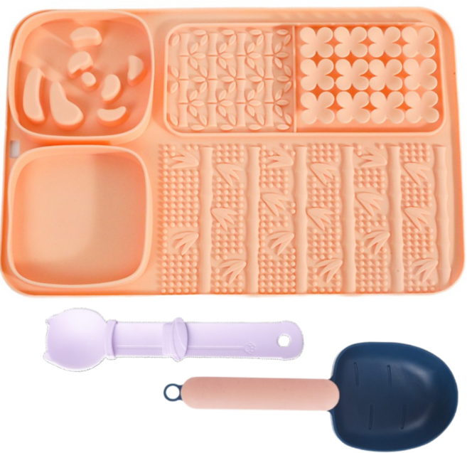 프라홈 반려동물 실리콘 논슬립 식판 급체방지 식기, 1개, 핑크