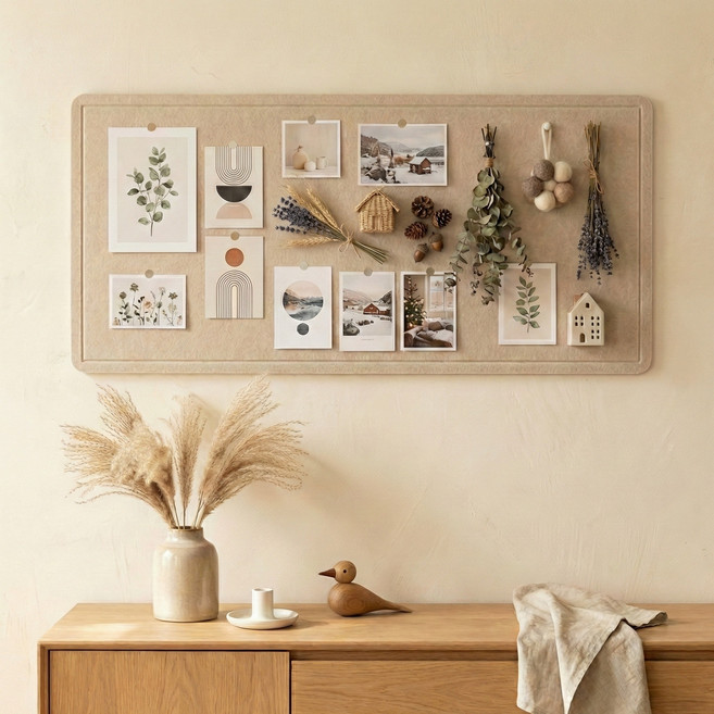 데이엘라 무타공 다용도 부착식 게시판 유치원 사무실 알림판 메모보드, 라이트브라운