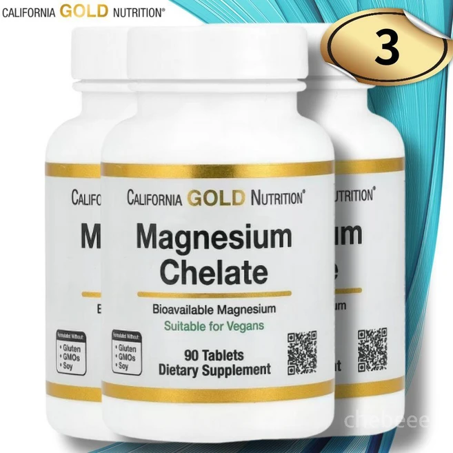 2+1 캘리포니아 골드 뉴트리션 마그네슘 킬레이트 칼슘 함유 90정, 3개 - 쿠팡