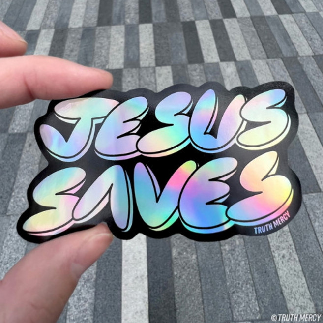 Jesus Saves 지저스 세이브즈 (홀로그램) 조각스티커 트루스머시 크리스천 굿즈