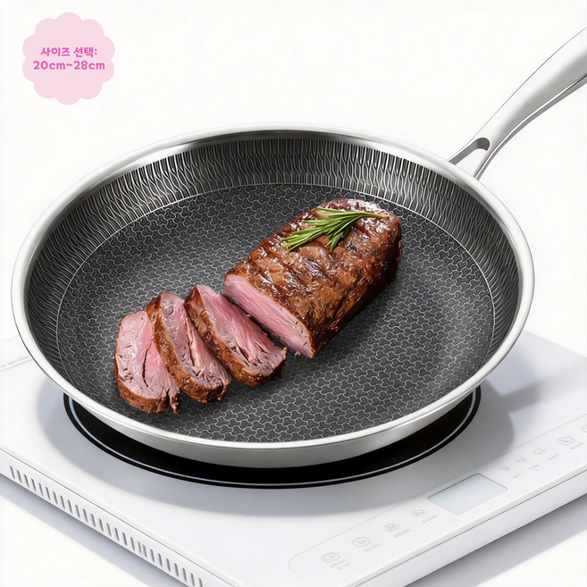 Riwonas 통3중 스텐 벌집코팅 후라이팬 인덕션 IH 겸용, 1개, 24cm
