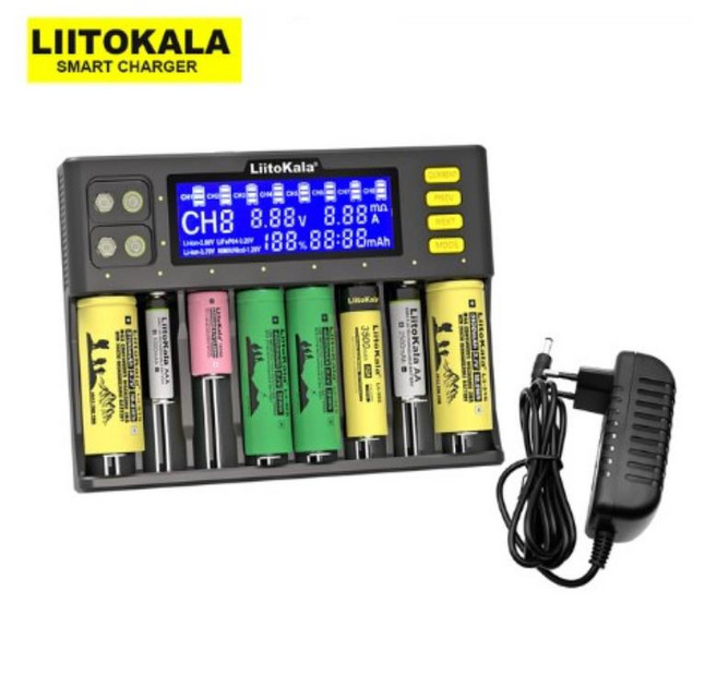 LiitoKala Lii-S8 배터리 충전기 18650 3.7V 리튬 이온 NiMH 1.2V 9V Li-FePO4 IMR 26650 21700 AA, 1개