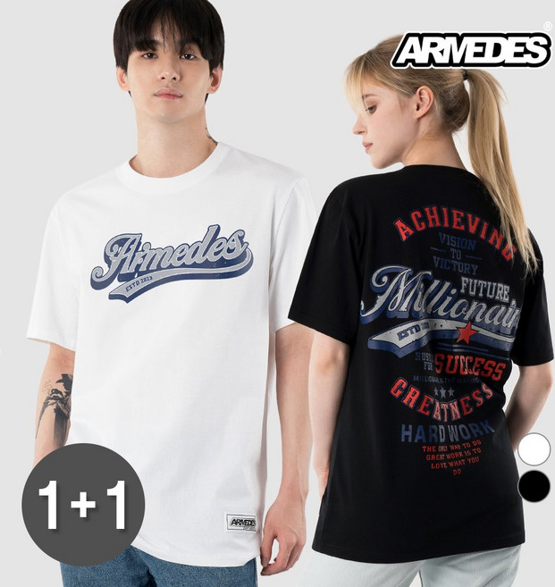 [1+1]아르메데스 면 20수 아트 그래픽 반팔 티셔츠 AR-1008