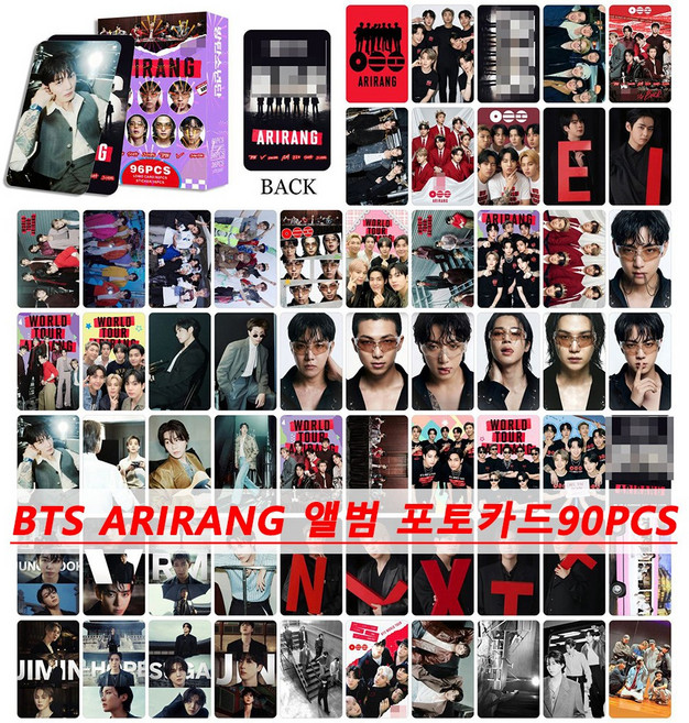 앨범 ARIRANG 포토카드 LOMO카드 방탄 bts굿즈 96PCS 즐겨찾기 카드 스티커 JL-1688-103208-2140138, 블랙, 96장