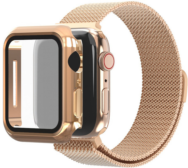 아이메이드잇 애플워치 호환 밀레니즈루프 스트랩 케이스 세트, 1개, 로즈골드