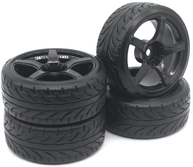 4개입 RC 1:10 드리프트 카 플라스틱 휠 림 및 타이어 HSP 94123/94122/94103/D4/D3용 블랙 63MM, 12 9077-9015