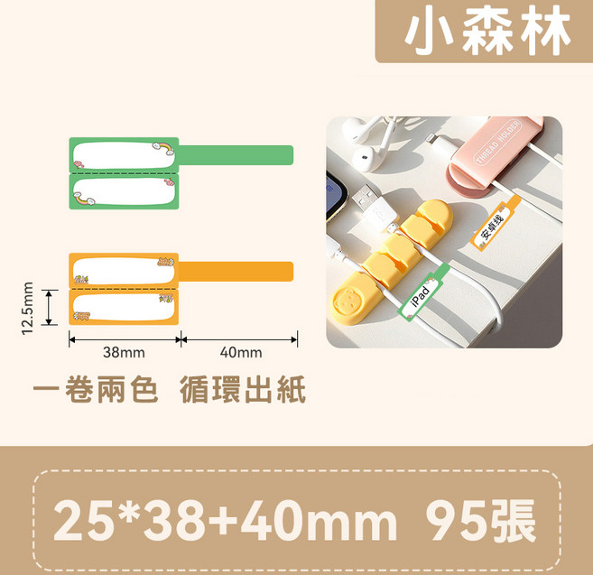 精臣 電線貼紙 線纜標籤紙 適用於B21S/B21/B21Pro/B1/B3S/B31, 1套, 纜線標籤-小森林, 1個裝