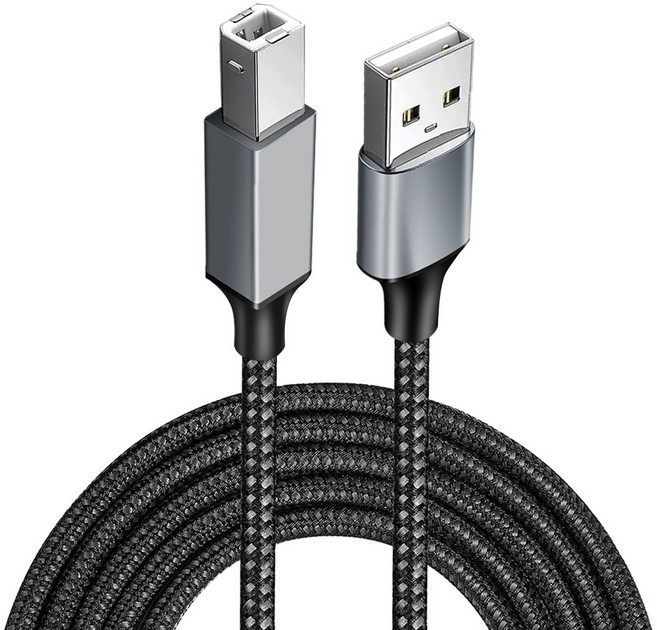 USB B 2.0 to A 프린터 디지털 피아노 미디 케이블 패브릭, 3m, 1개