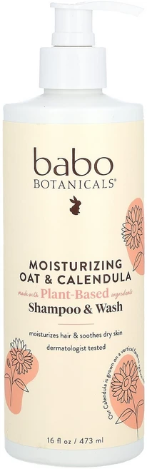 바보 보태니컬스 모이스처라이징 샴푸 & 워시 오트 & 칼렌듈라 473ml (16 fl oz) BBO-00203 - 쿠팡