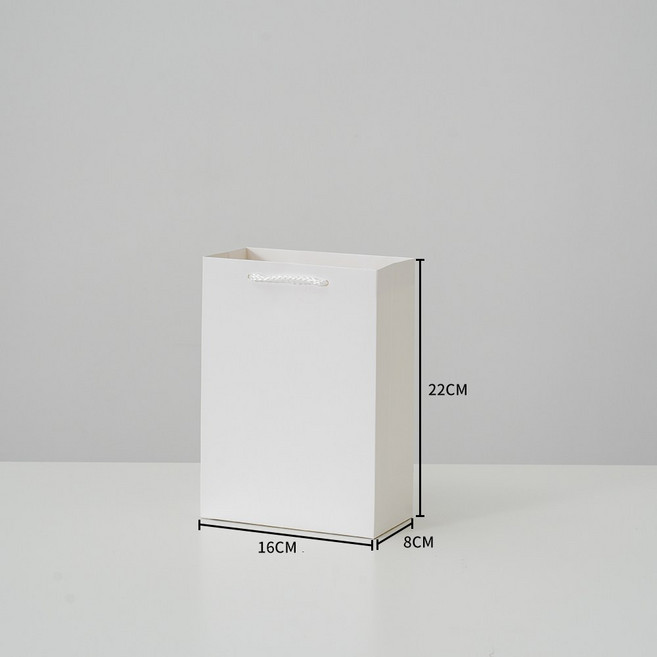 50장 두꺼운 크라프트 화이트 종이가방 고급 쇼핑백 튼튼한 종이쇼핑백 대형 무지 선물 미니 인쇄 제작 정사각 어젠다, 두꺼운 화이트 소 (16X8X22), 50개