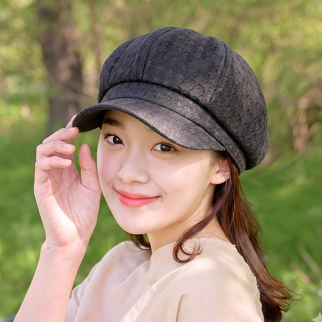 여름 하운드 체크 망사 팔각모 헌팅캡 베레모 중년 빵 모자 통기성 국산 메쉬