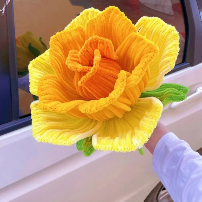巨型玫瑰花束DIY材料包, 暖黃漸變巨型玫瑰成品